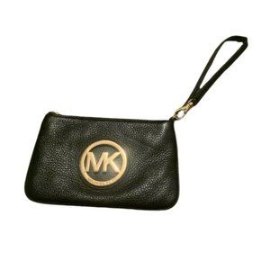 Michael Kors Black Leather Wristlet